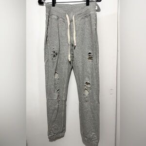 NSF Sayde Destroyed Sweatpants in Marled Grey Size P (XS)